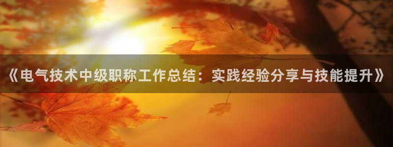 凯发网官网：《电气技术中级职称工作总结：实践经验分